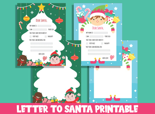 Enchanting Wishes: Printable Letter to Santa Templates - Fillable & Blank for Your Festive Dreams, PDF File, Instant Download