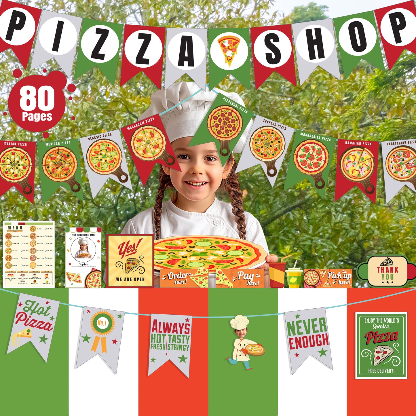 Create Your Own Pizza Shop: 80+ Pages with Banners, Menus, Order Forms, Toppings, Decor & More – Fun Dramatic Play for Kids & Classrooms!