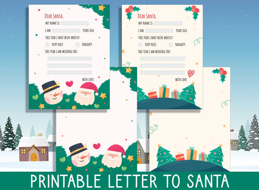 Magical Moments Await: Fillable & Blank 'Write to Santa' Templates for Festive Wonders, PDF File, Instant Download