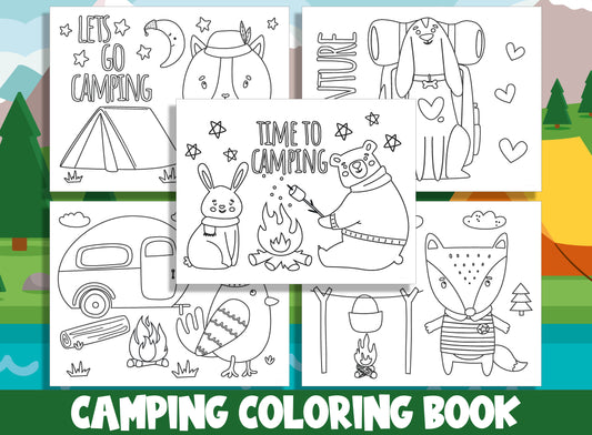 Adventure Awaits: Camping Coloring Book for Preschool and Kindergarten Kids - 15 High-Resolution Pages, Instant PDF Download.
