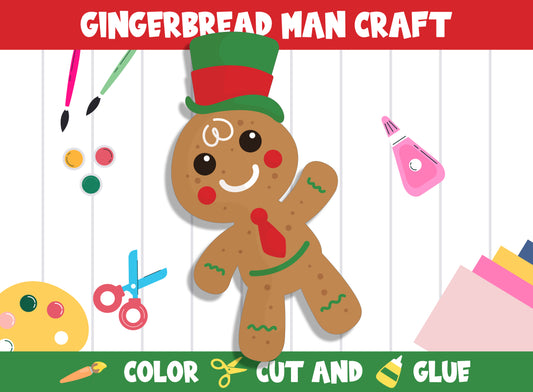 Whimsical Gingerbread Man Craft Kit: Printable Templates for Creative Fun (PreK to 2nd Grade), PDF File, Instant Download