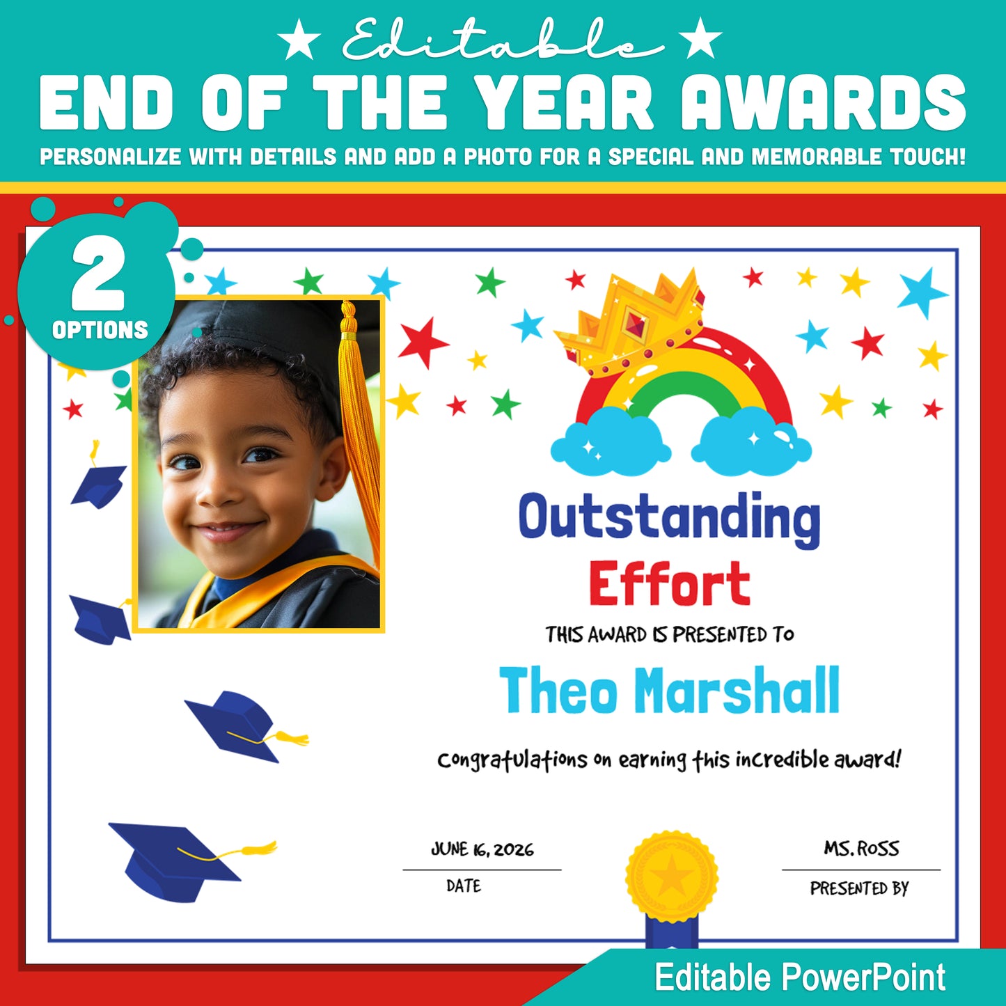 Editable End of the Year Awards – Class Superlatives, Student Photos, Personalize Every Detail with 2 PowerPoint Options, Easy Instant Download