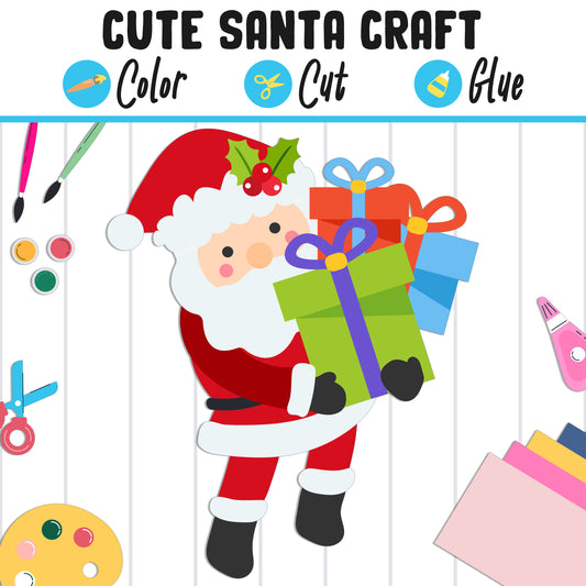 Adorable Santa Craft: Perfect Christmas Activity for PreK to 2nd Grade, PDF File, Instant Download