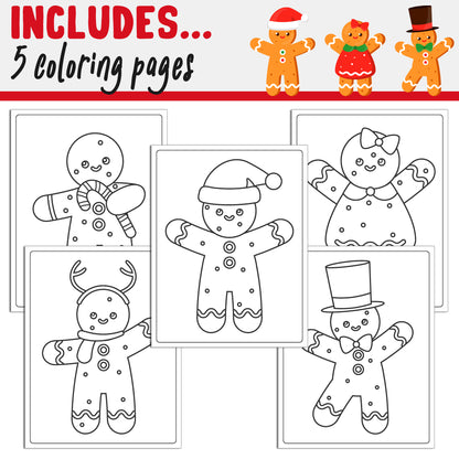 Learn How to Draw a Gingerbread Man: Directed Drawing Step by Step Tutorial, Includes 5 Coloring Pages, PDF File, Instant Download.