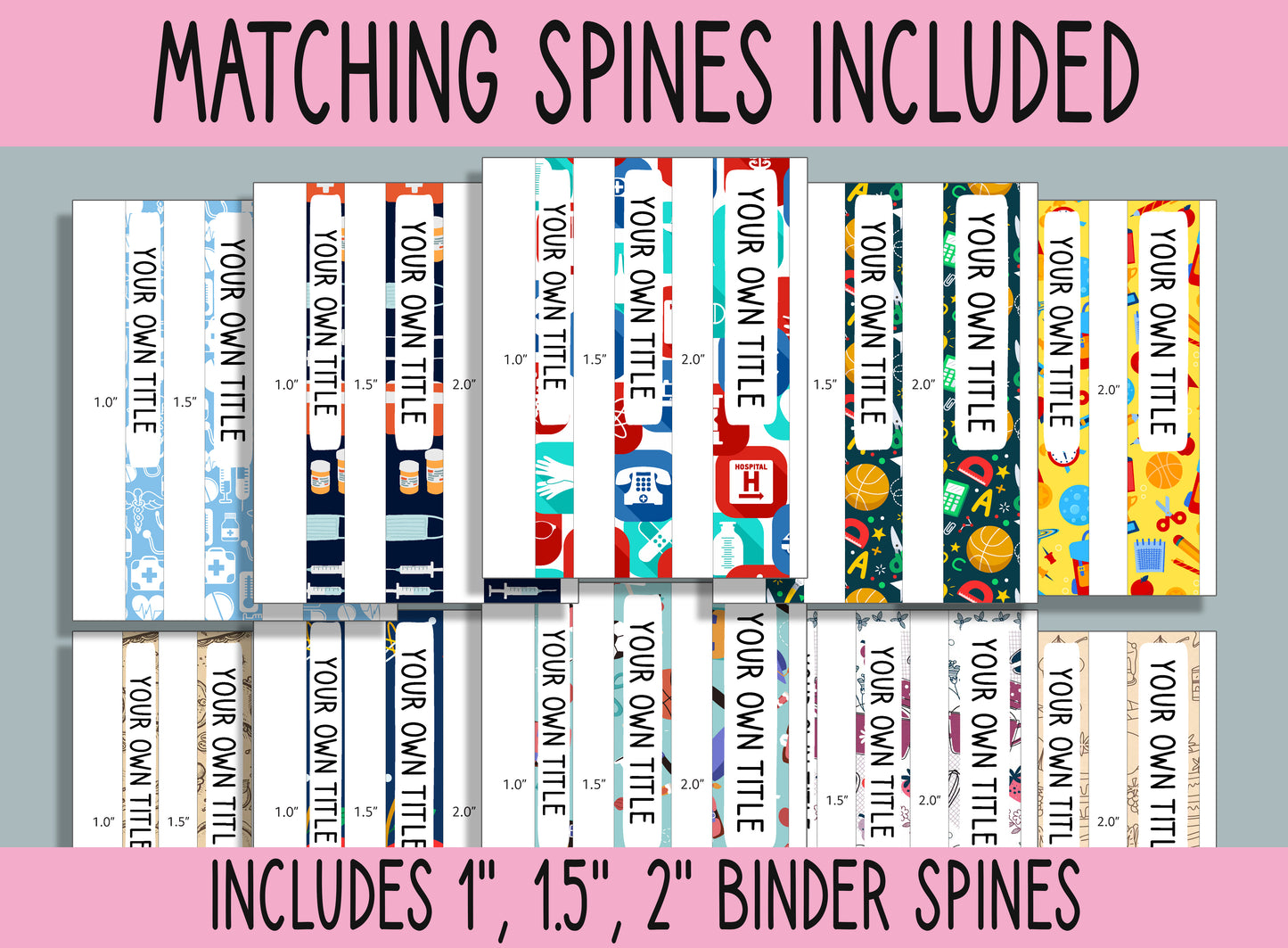10 Editable Nursing Teacher Food Binder Cover Bundle, Includes 1",1.5",2" Spines, A4+US Letter Size, Editable with PowerPoint or PDF Reader