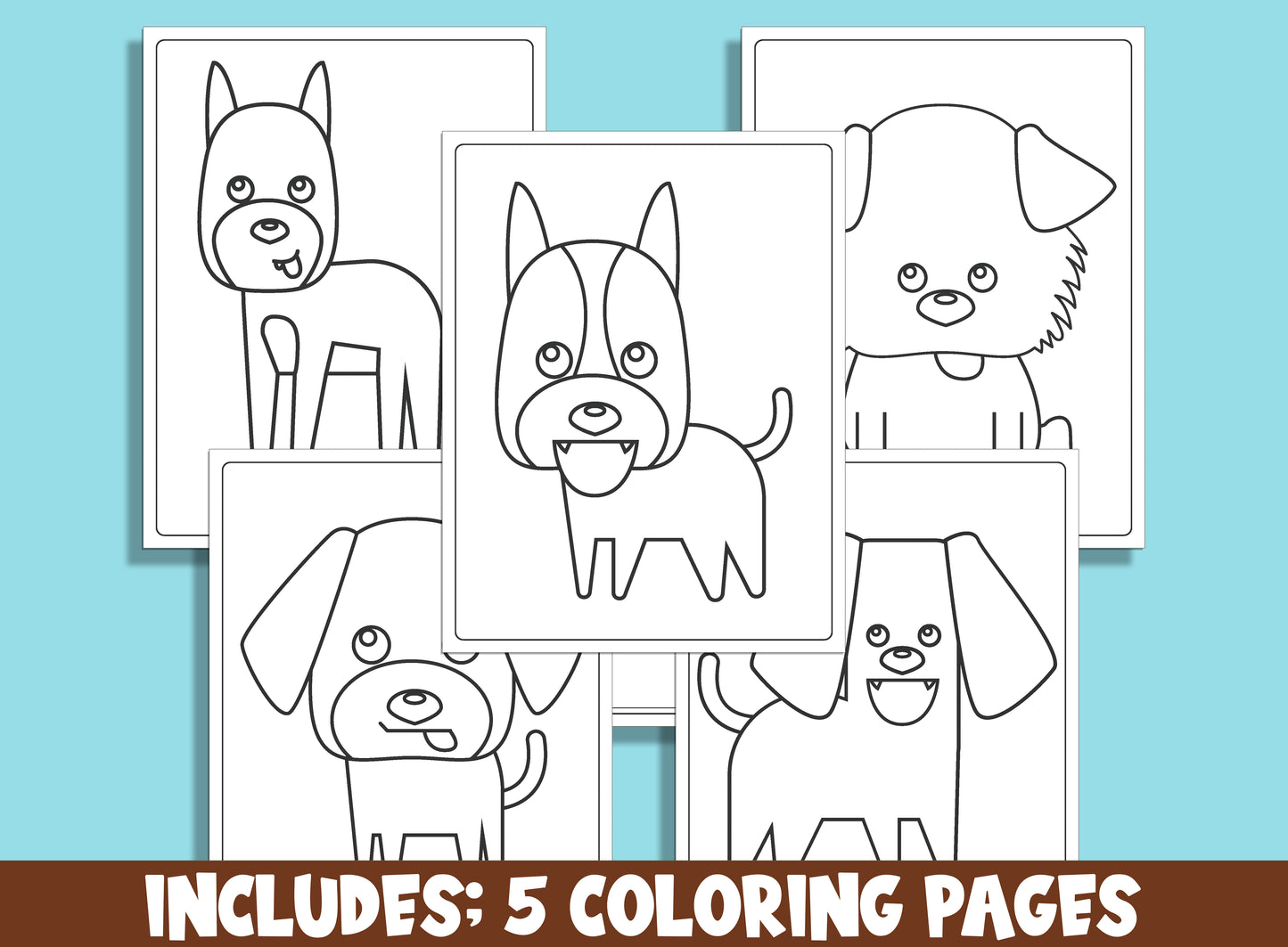 Learn How to Draw a Cute Dog, Puppy Directed Drawing Step by Step Tutorial + 5 Coloring Pages, PDF File, Instant Download