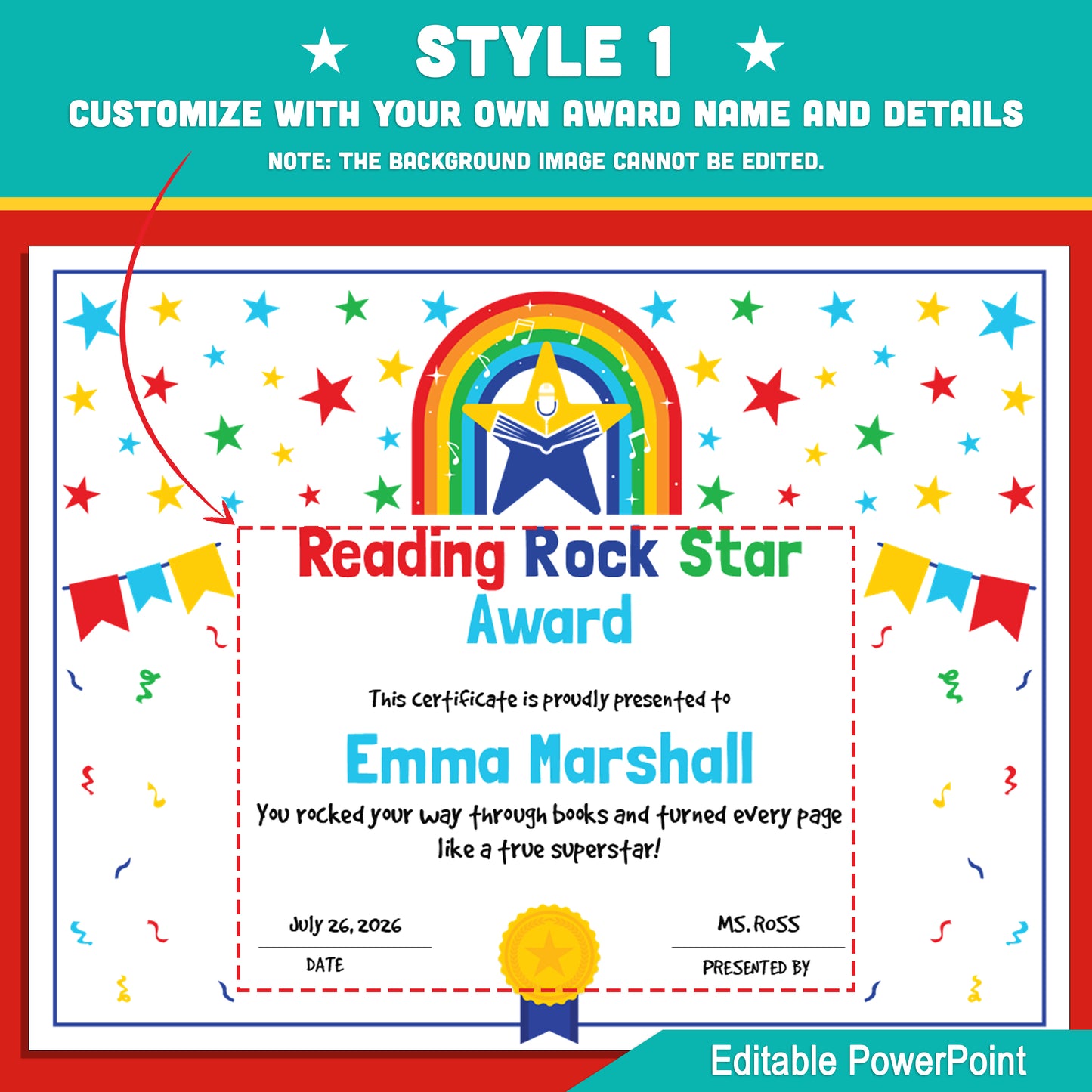 Editable Reading Rock Star Awards – 4 Fun Styles with Photo Options – Classroom, Library & Summer Reading Certificates, Instant Download