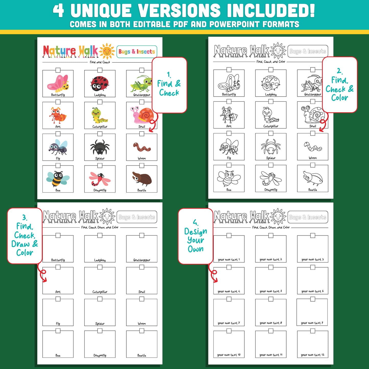 Bugs and Insects Scavenger Hunt for Kids – Editable Nature Activity, PDF + PowerPoint, Outdoor Learning Fun, Perfect for Summer!