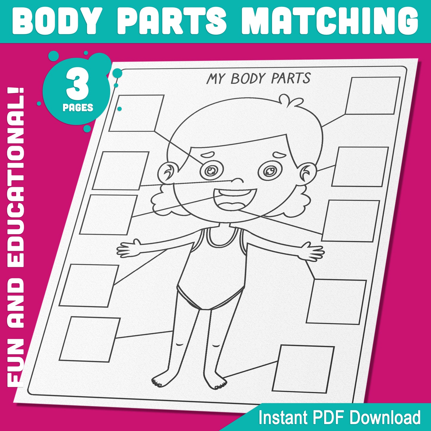 Body Parts Matching Activity for Preschool & Pre-K: Fun Color, Cut, and Glue Projects for Boys & Girls – Creative Educational Worksheets for Early Learning