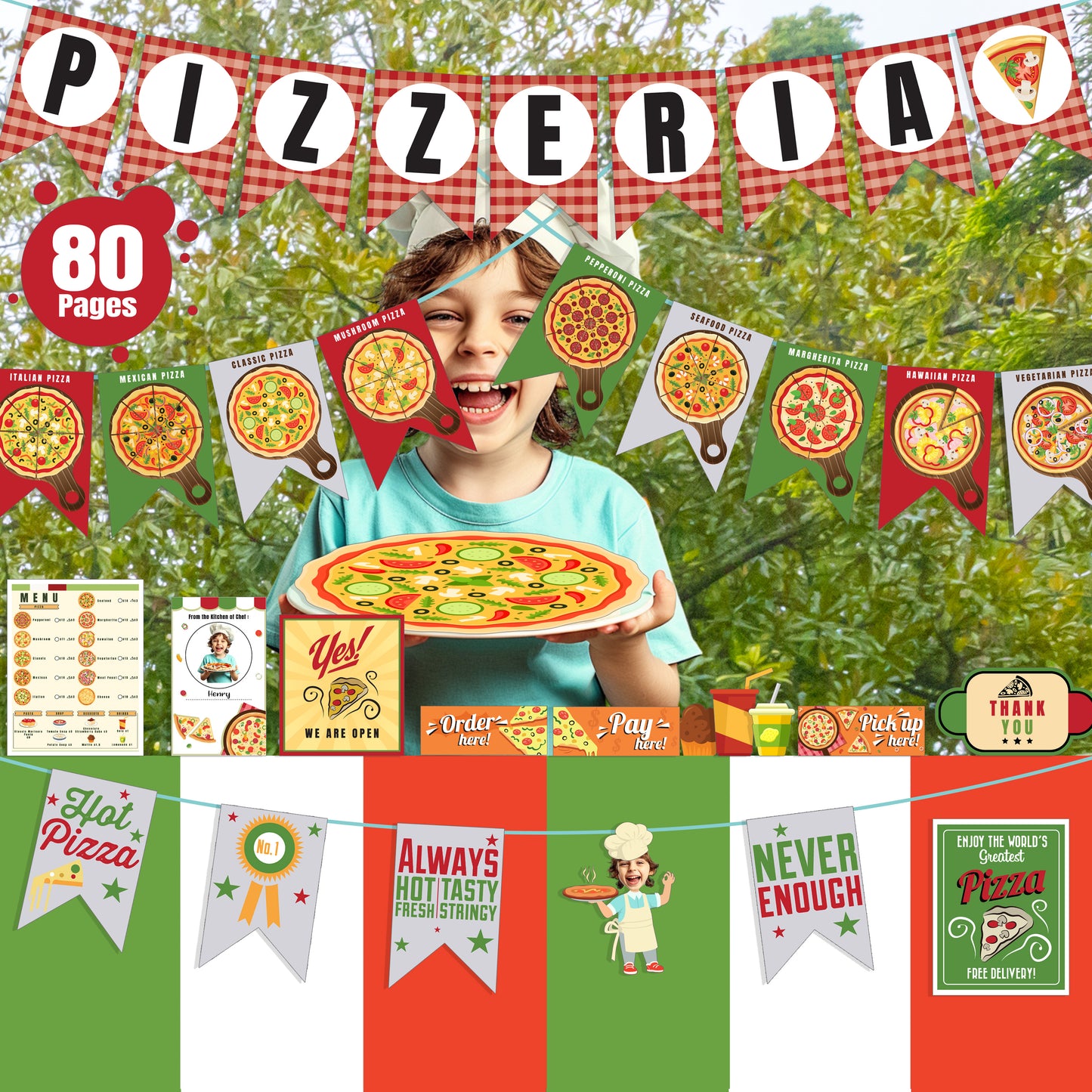 Create Your Own Pizza Shop: 80+ Pages with Banners, Menus, Order Forms, Toppings, Decor & More – Fun Dramatic Play for Kids & Classrooms!
