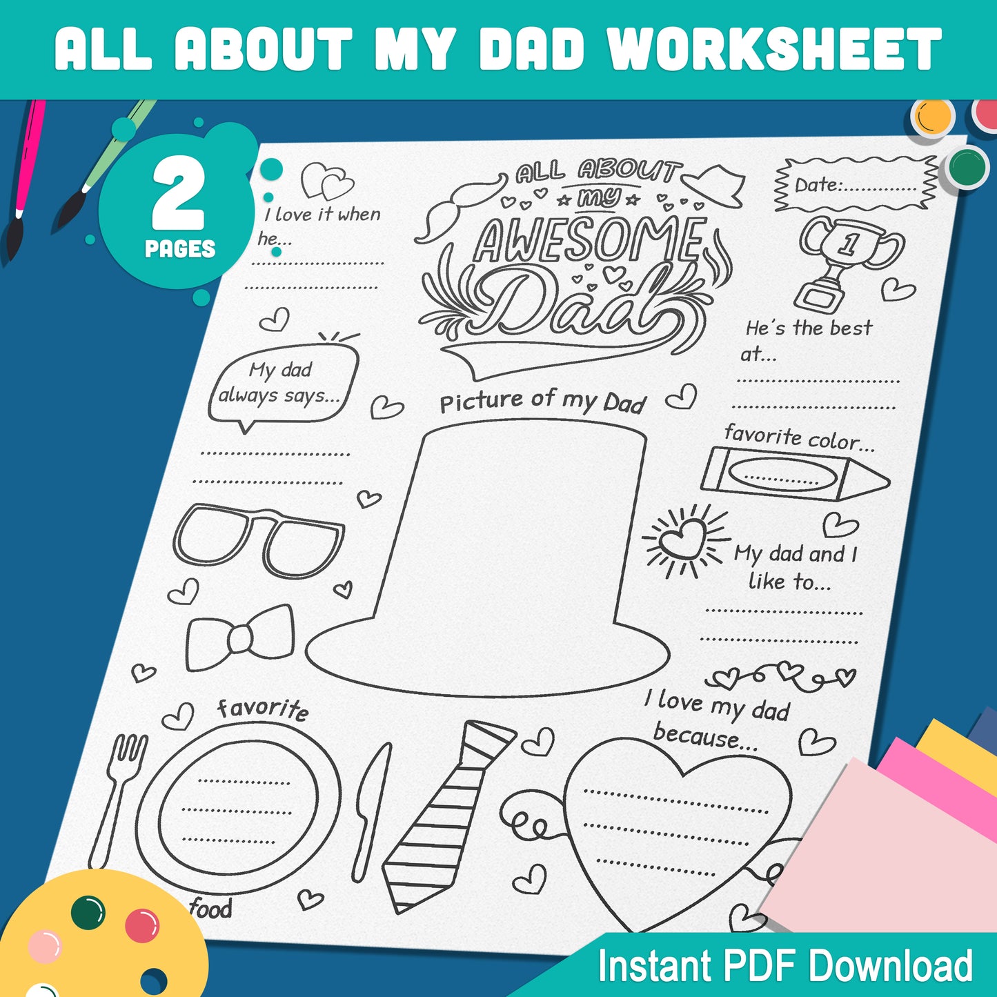 All About My Mom and Dad Worksheet: Special Creative Activity for Mother's and Father's Day, Instant PDF Download, Perfect for Kids!