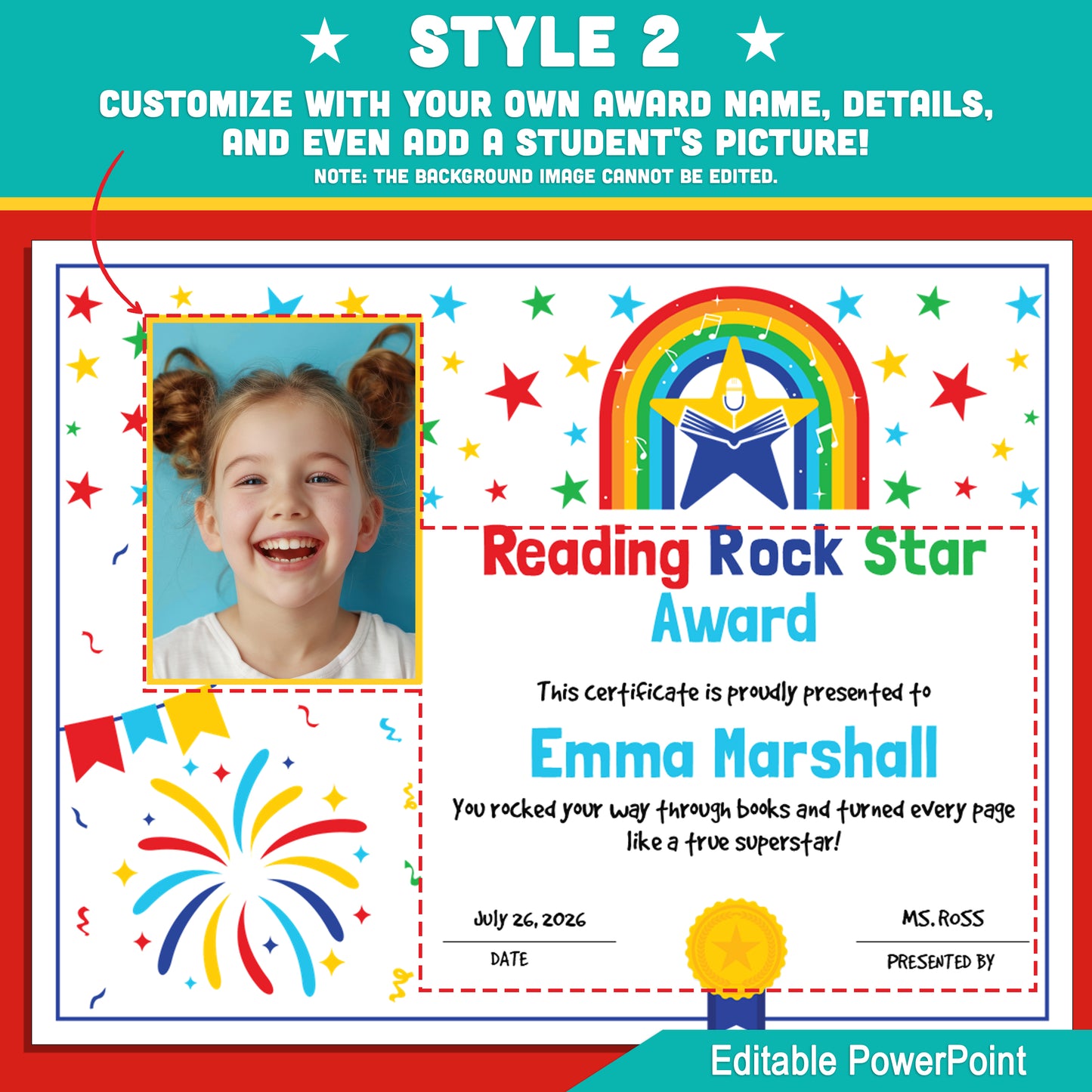 Editable Reading Rock Star Awards – 4 Fun Styles with Photo Options – Classroom, Library & Summer Reading Certificates, Instant Download
