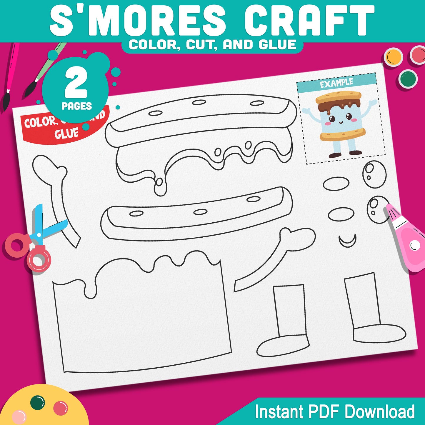 Build a S'more Craft, Outdoor Adventure Resource, Marshmallow Snack Project, Seasonal Scissor Skills PDF