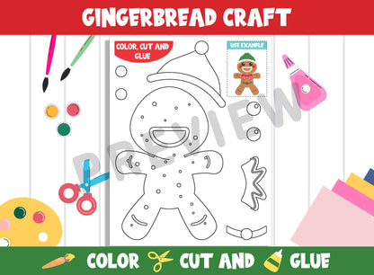 Whimsical Gingerbread Craft Kit: Printable Templates for Creative Fun (PreK to 2nd Grade), PDF File, Instant Download