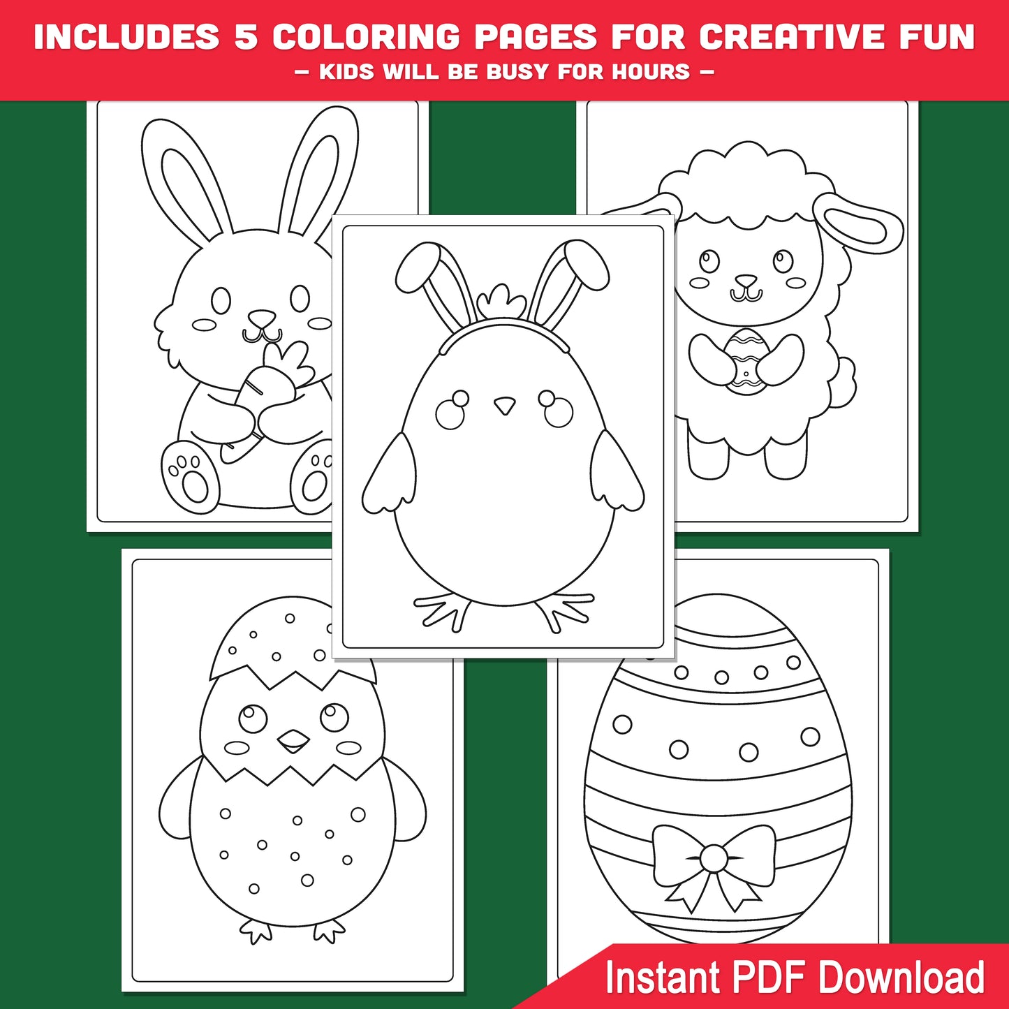 Easter Directed Drawing Worksheets – Step-by-Step Bunny, Chick, Egg & Lamb No Prep Printable Drawing Tutorial Guide for Kids PDF