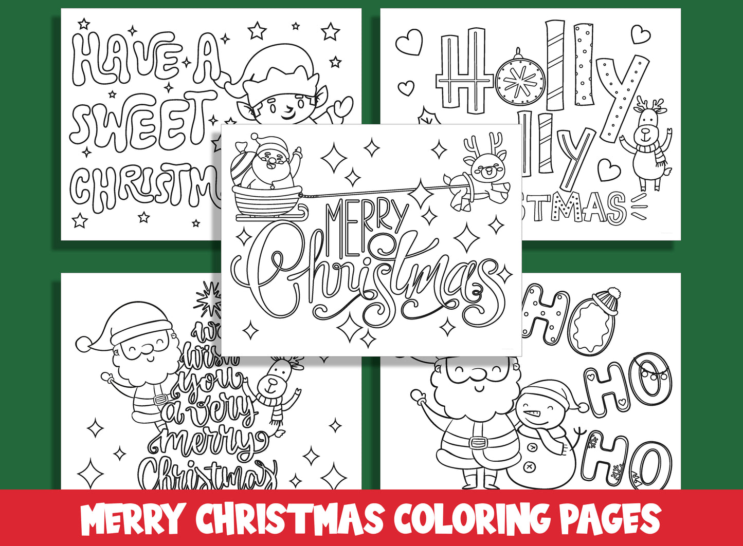 15 Merry Christmas Coloring Pages for Preschool and Kindergarten, PDF File, Instant Download