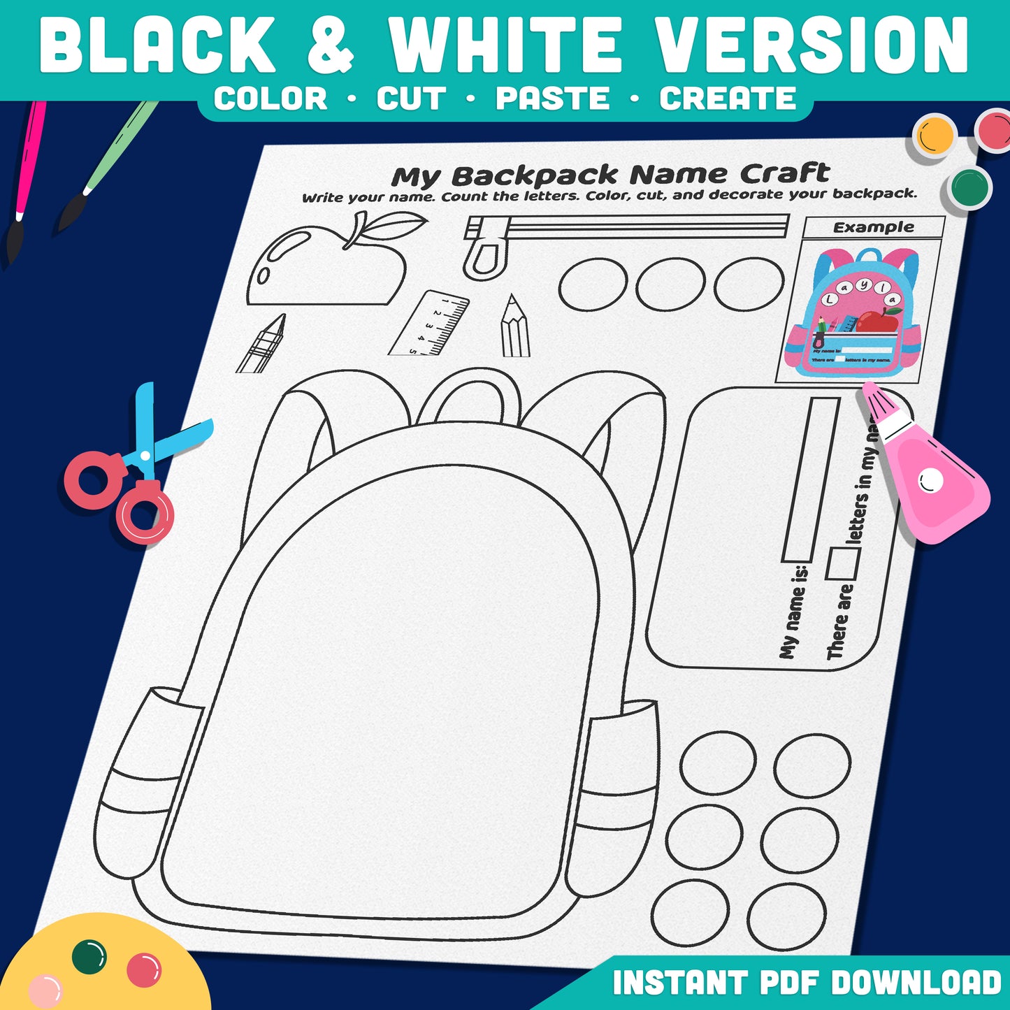 First Week of School Backpack Craft, Back to School Printable, Student Welcome Activity, Creative Classroom Resource