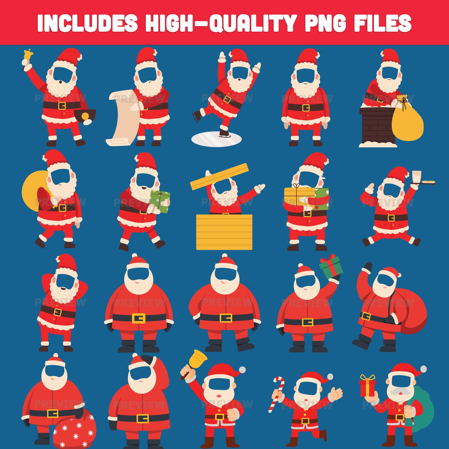 Printable Santa Claus Body Templates for Kids, 20 Fun Holiday Designs, Christmas “Add Your Face” Craft for Classroom & Home, PDF + PNG Files