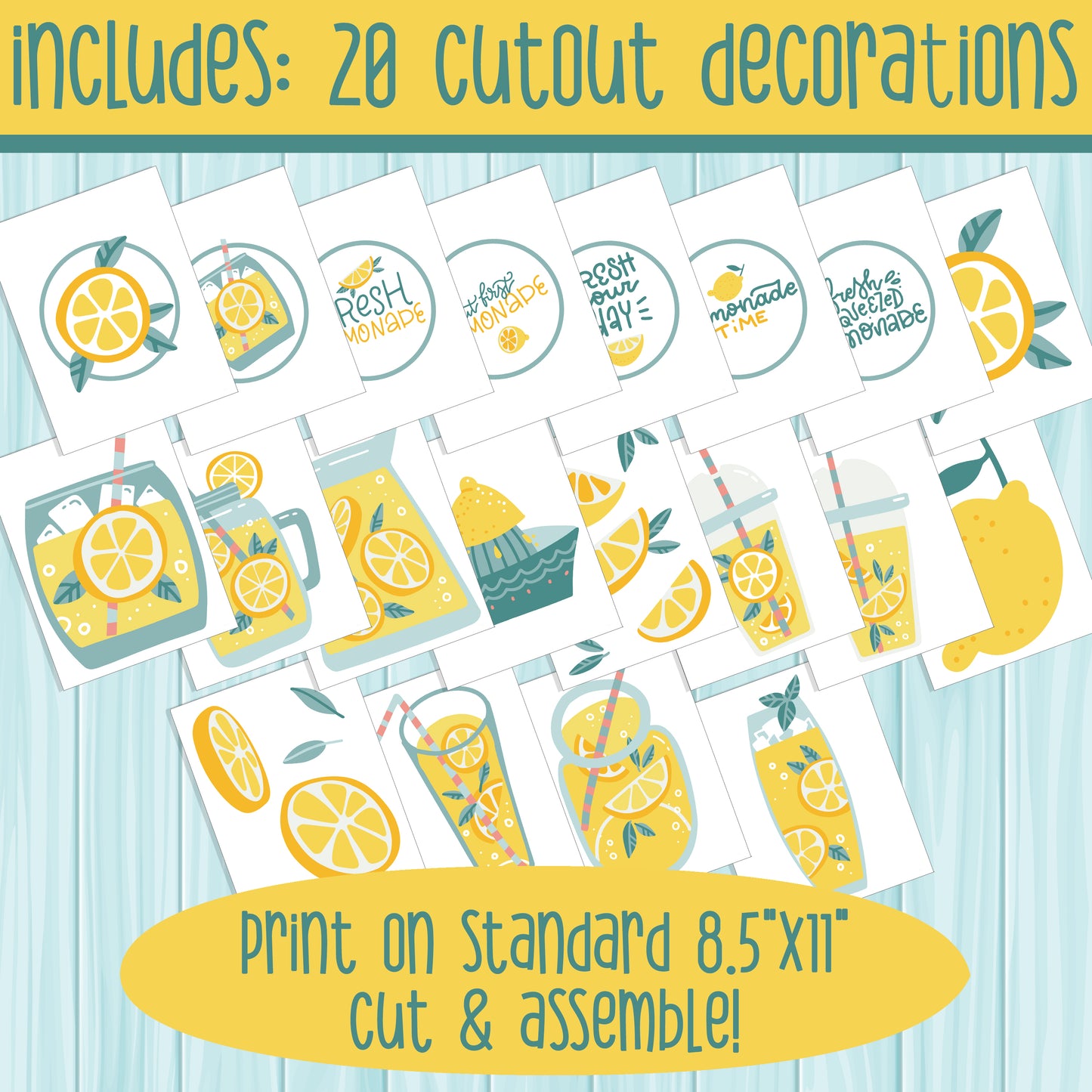 Editable Lemonade Stand Printable Kit: Summer Activity, Dramatic Play, Sunshine Party Decor, 62 Pages of Signs Posters Labels Tags & Banners, PDF Download