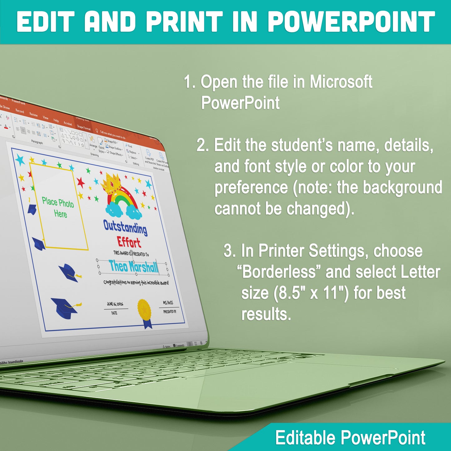 Editable End of the Year Awards – Class Superlatives, Student Photos, Personalize Every Detail with 2 PowerPoint Options, Easy Instant Download