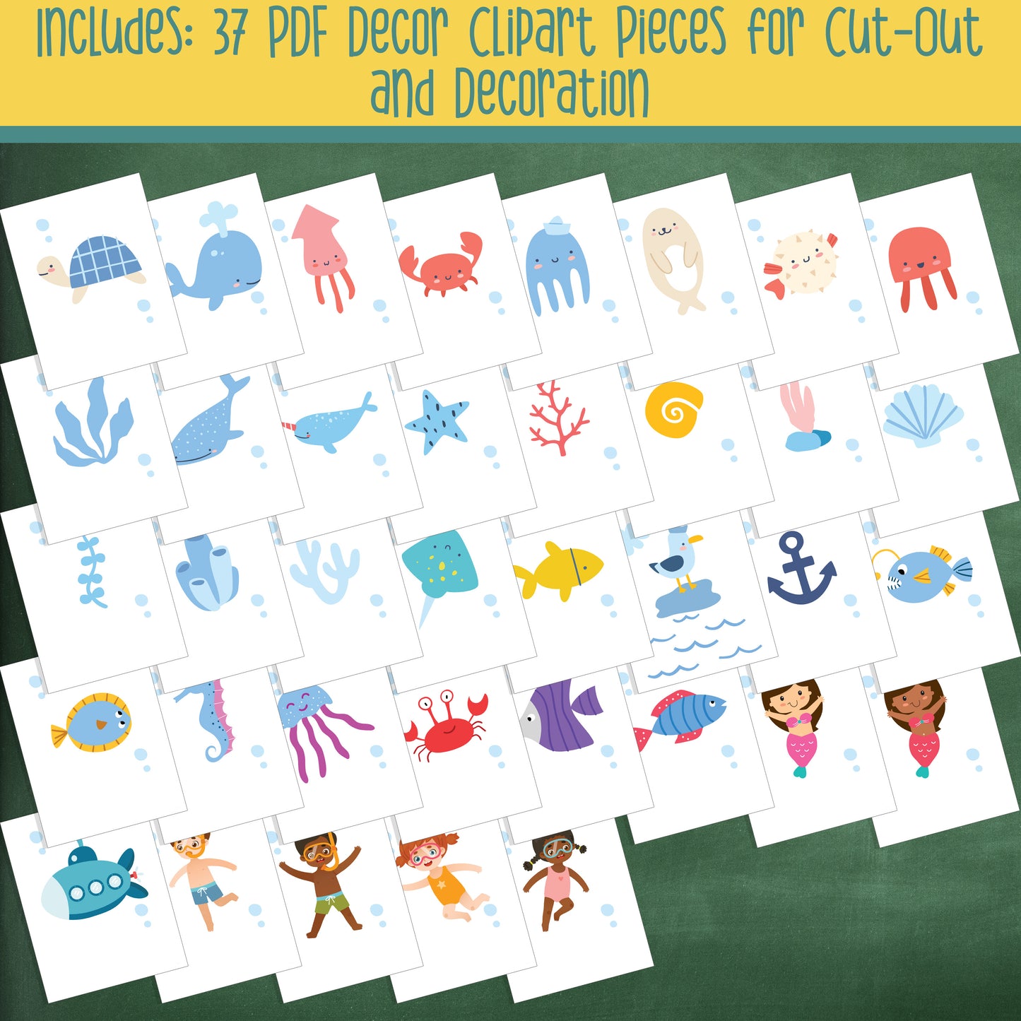 Editable Ocean Theme Classroom Decor, Ocean Animals & Under the Sea Bulletin Board Set for Class Door or Wall, 91+ Pages, Instant Download
