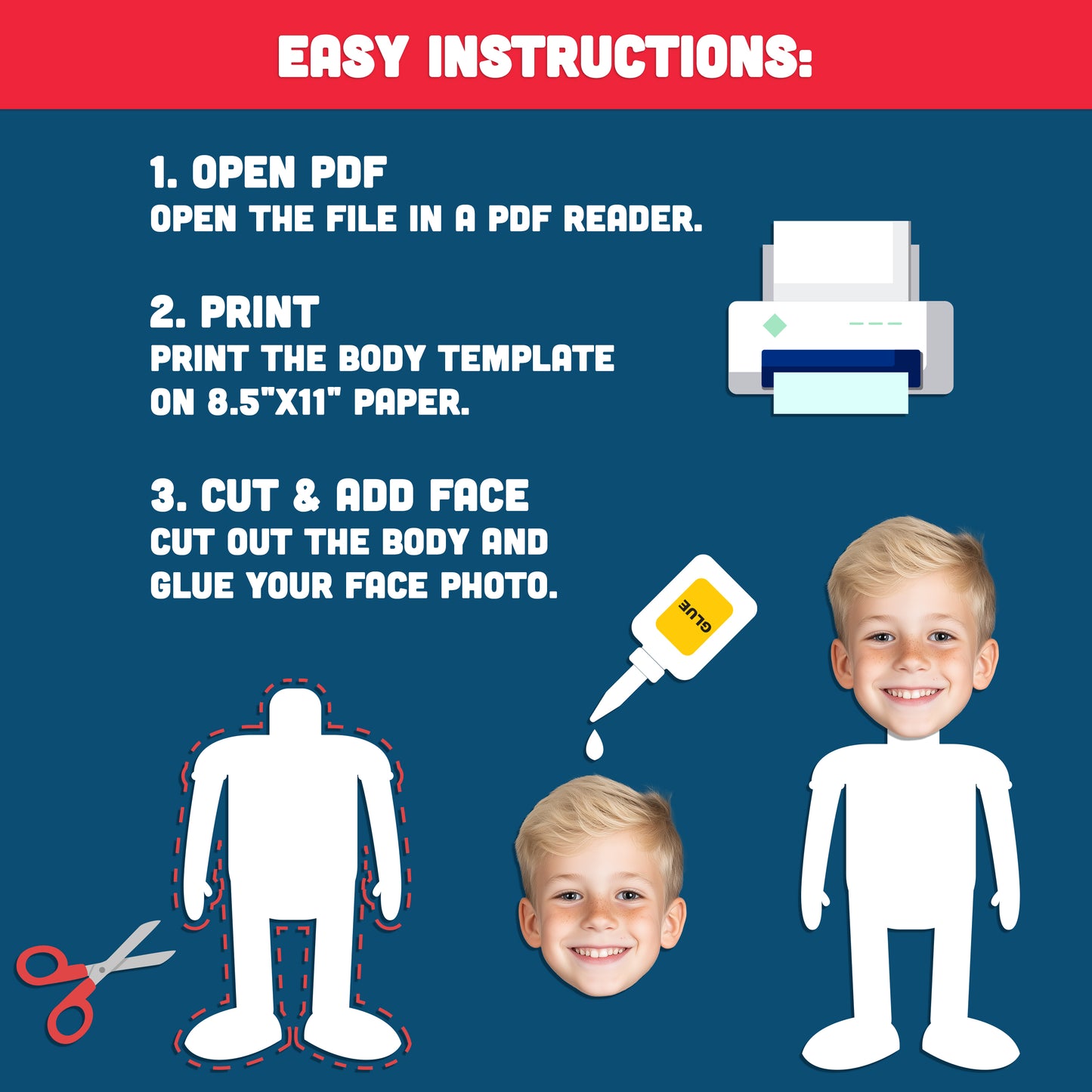 Printable Thanksgiving Character Body Templates for Kids, 20 Fun Designs (Light + Dark Skin Tone), Add Your Own Face Craft, 8.5x11β, Instant PDF Download