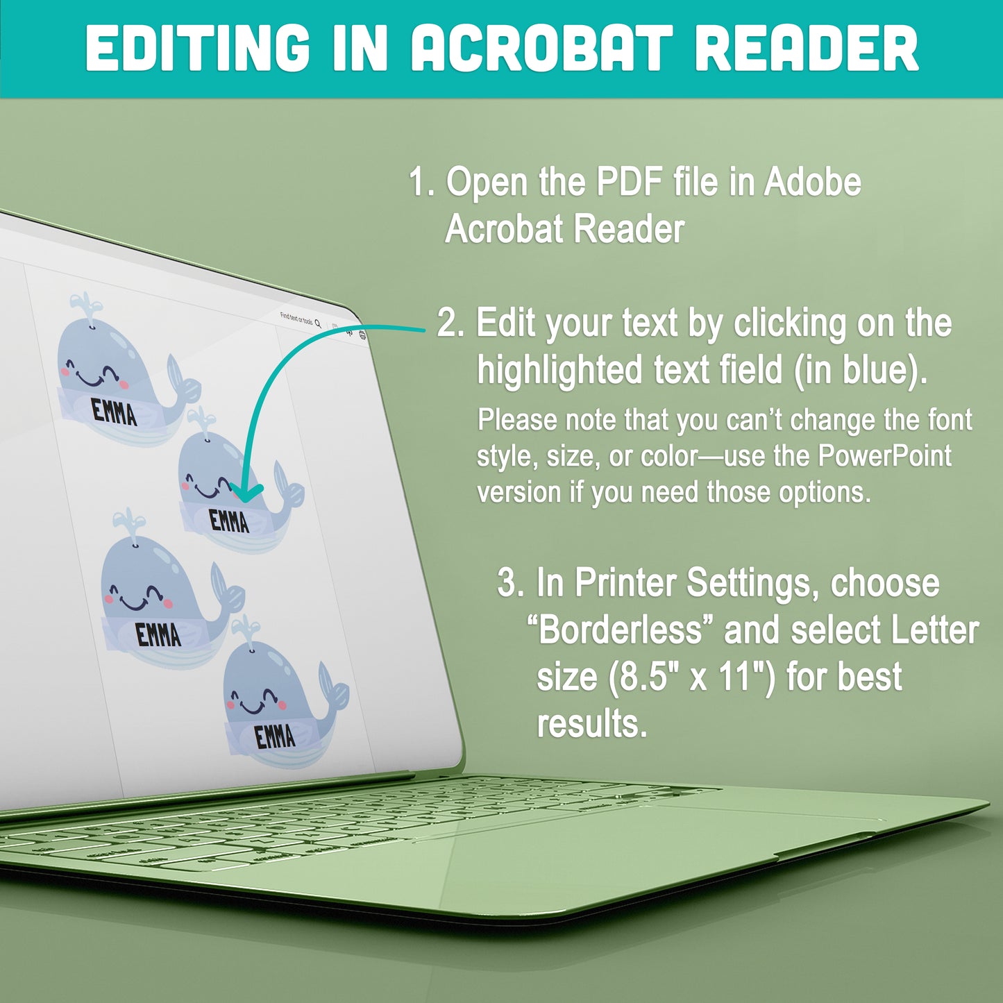 Back to School Editable Locker Labels (Cubby Name Tags), Sea Animal Themed – 4 Per Page, PDF + PowerPoint, 40 Pages of Fun