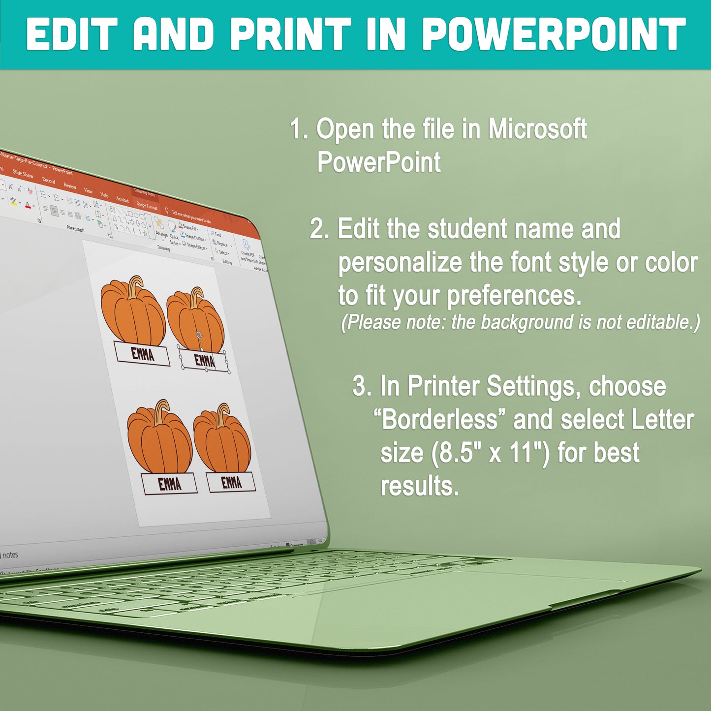 Autumn Pumpkins Themed Name Tags – Editable Locker & Cubby Labels, 40 Pages, PDF + PowerPoint, Back to School Download