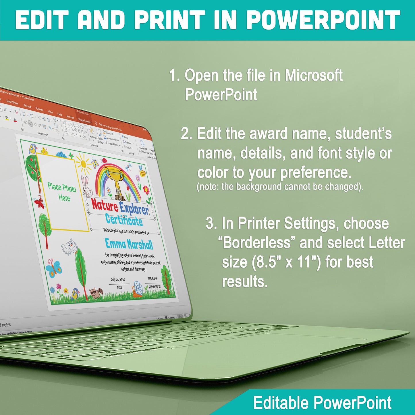 Editable Nature Explorer Certificates – 2 Styles, Nature-themed Awards with Photo Spots