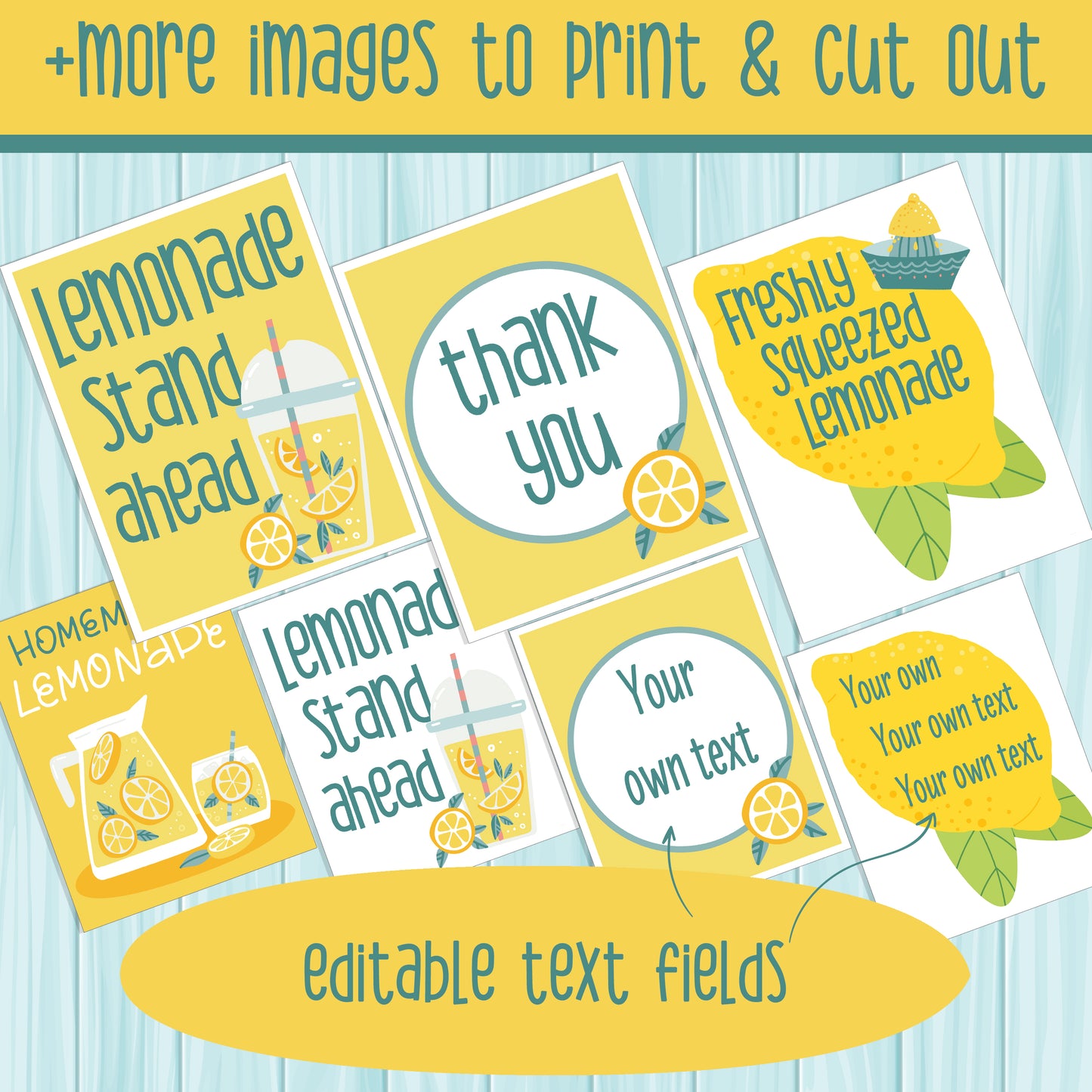 Editable Lemonade Stand Printable Kit: Summer Activity, Dramatic Play, Sunshine Party Decor, 62 Pages of Signs Posters Labels Tags & Banners, PDF Download
