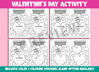 Valentines Day Activity, Paper Craft + Writing, Print, Cut, Color & Write, a Fun Way for Students to Record Some of the Things They Love