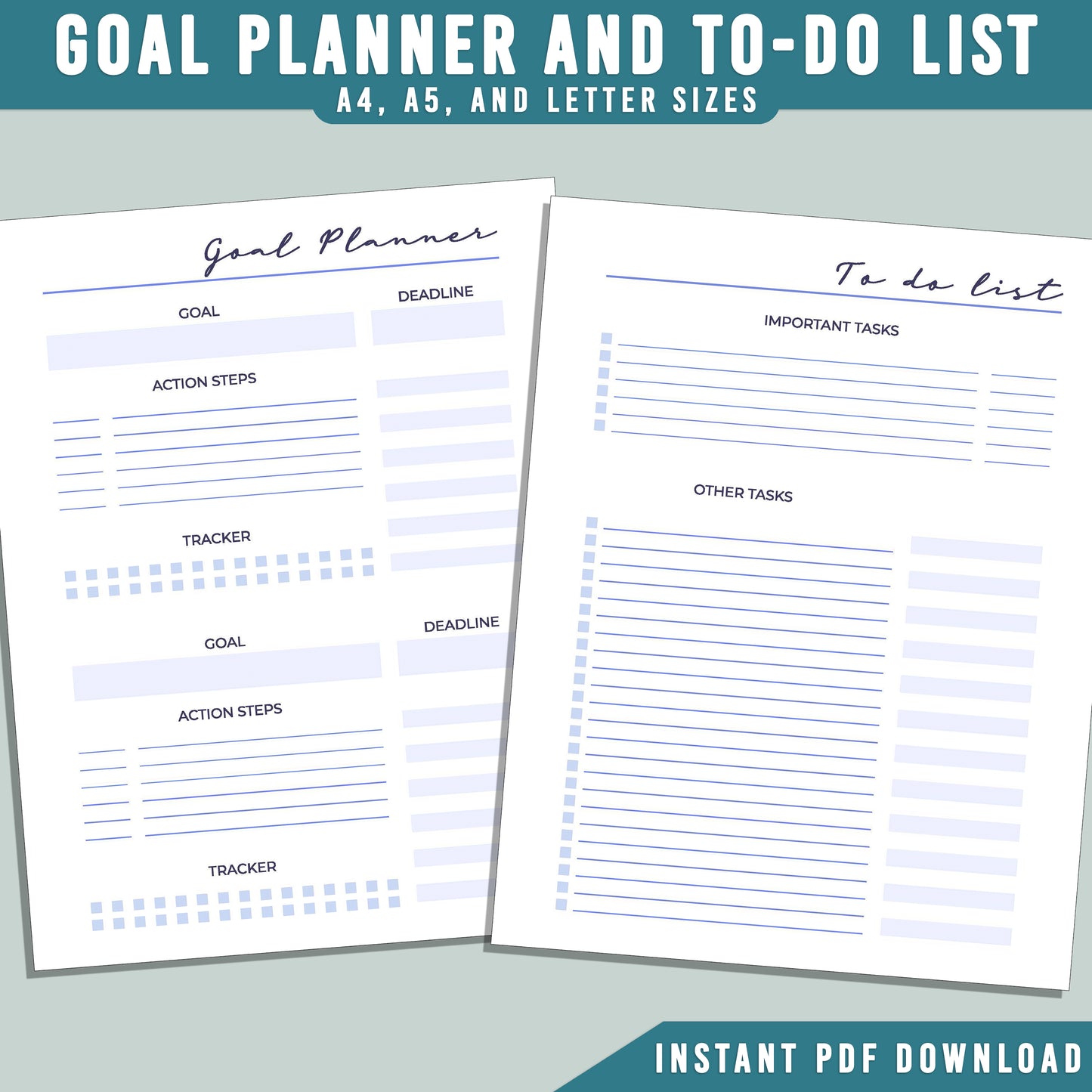 2025 Printable Planner: 19 Minimalist Pages for Goal Tracking, To-Do Lists, and Daily Organization, A4, A5, Letter Sizes, Instant PDF Download.