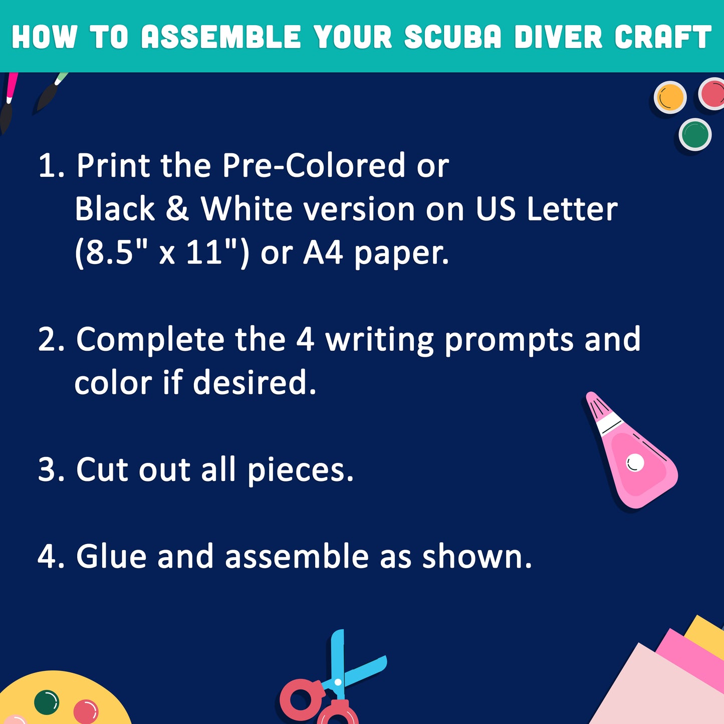Ocean Writing Craft, Scuba Diver Writing Craft, If I Were a Scuba Diver Activity, Snorkeling Themed Literacy Project, Printable PDF Set
