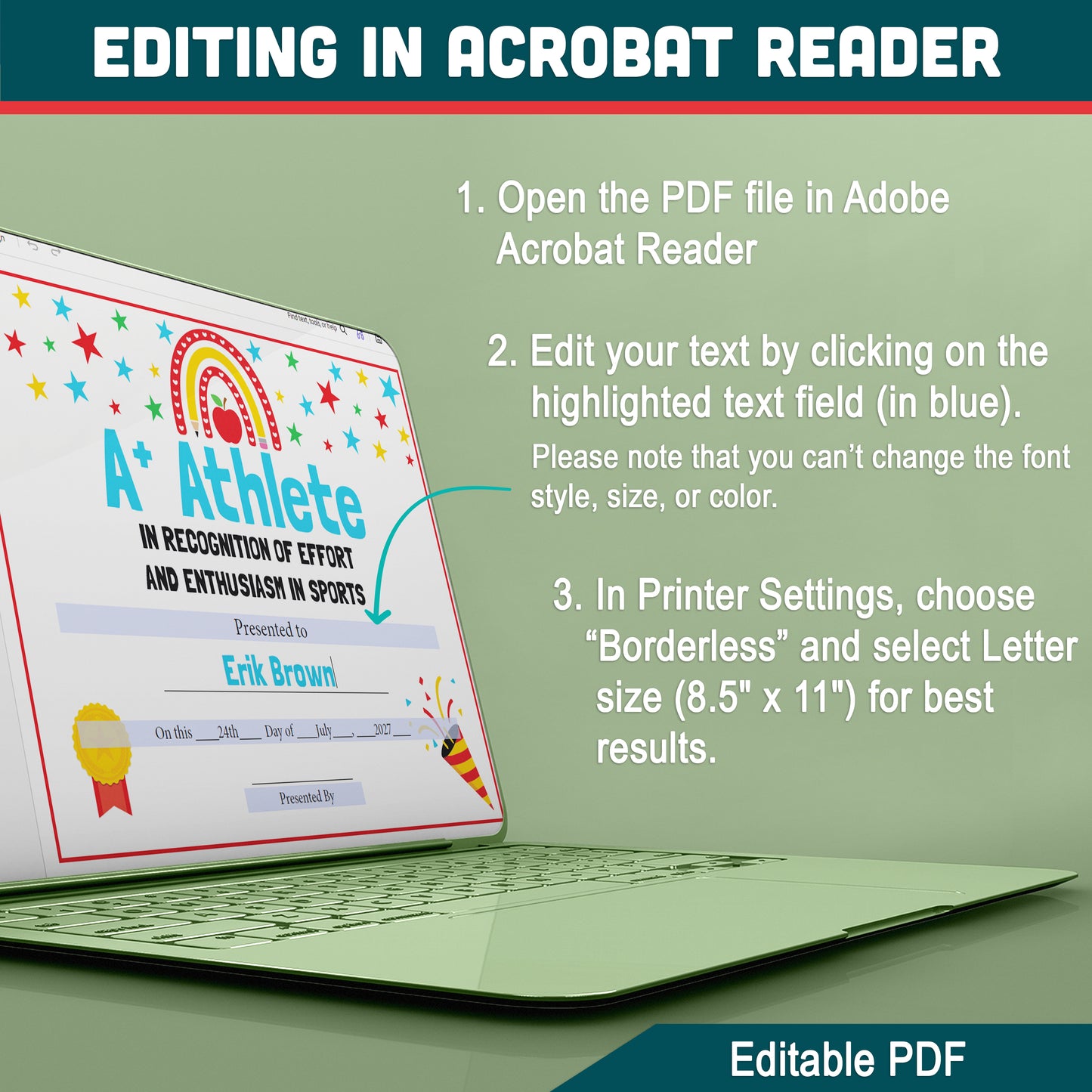 Editable Student Recognition Awards, Classroom Certificates, 26 Options, Printable Student Honors, Quick Personalization, Low Prep Teaching Tool