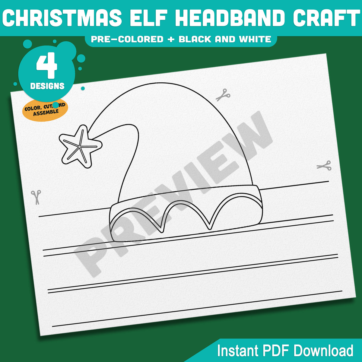 Christmas Elf Headband Craft, Wearable Paper Crown for Children