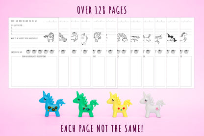 Unicorn Gratitude Journal for Kids/Girls. Printable PDF in A4, A5, US Trade, US Letter Sizes. 128 Pages, Each page Not the same