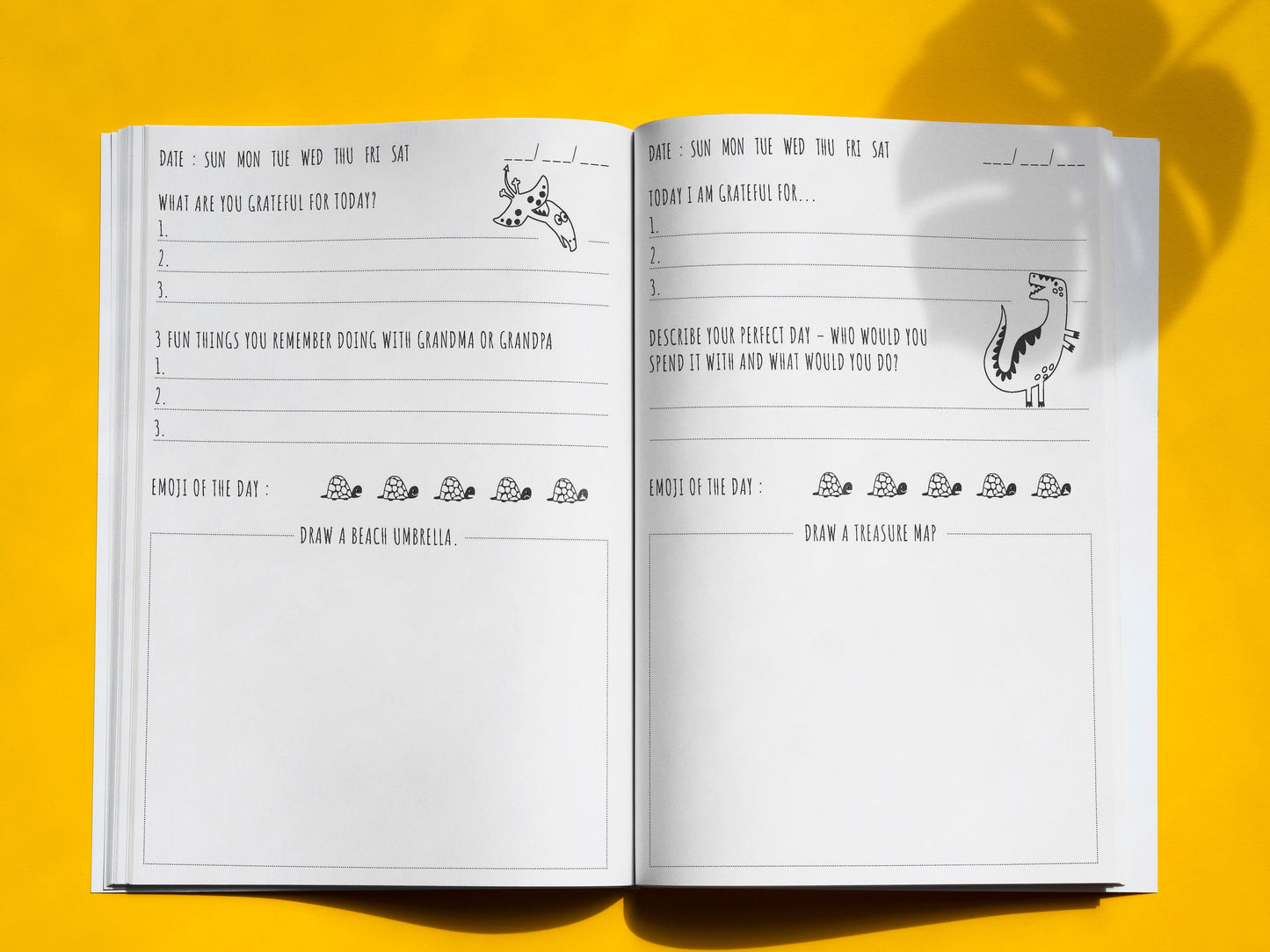 The Dino Gratitude Journal for Kids. Printable PDF in A4, A5, US Trade, US Letter Sizes. 128 Pages, Each page Not the same, Dinosaur Journal