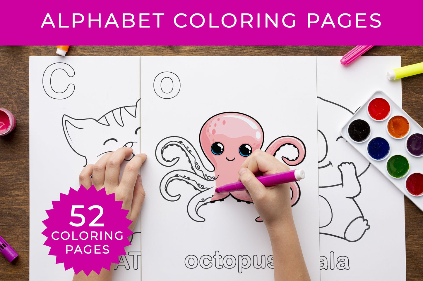 Alphabet Coloring Pages - 52 Printable Animal Alphabet Coloring Pages for Kids, Boys, Girls and Baby, Upper Case and Lower Case Letters A-Z.