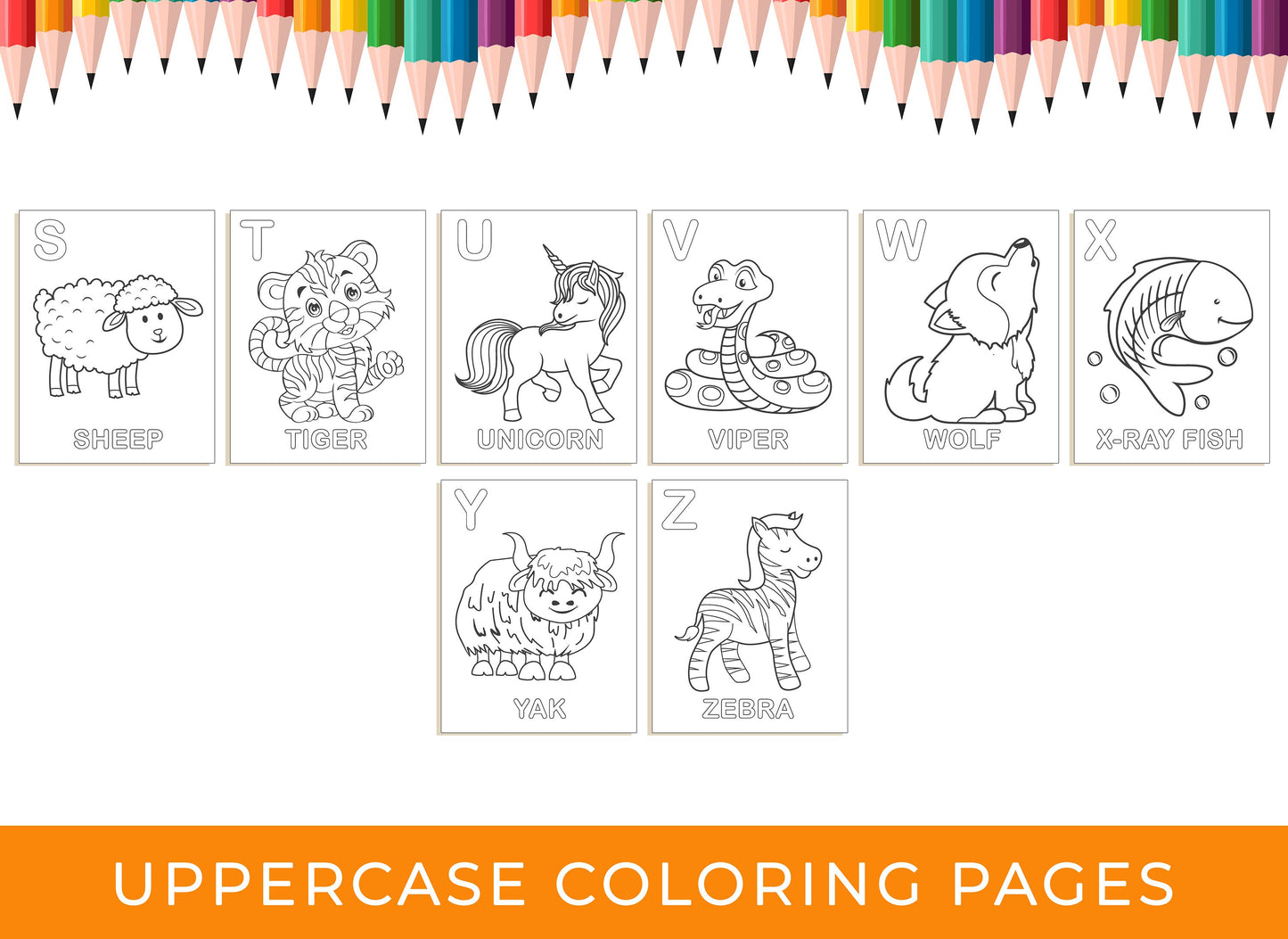 Alphabet Coloring Pages - 52 Printable Animal Alphabet Coloring Pages for Kids, Boys, Girls and Baby, Upper Case and Lower Case Letters A-Z.