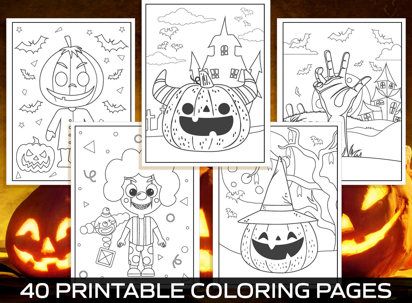 Halloween Activities for Kids, 40 Printable Coloring Pages for Kids, Boys, Girls, Teens. Halloween Party Activity, Kids Coloring Book, PDF