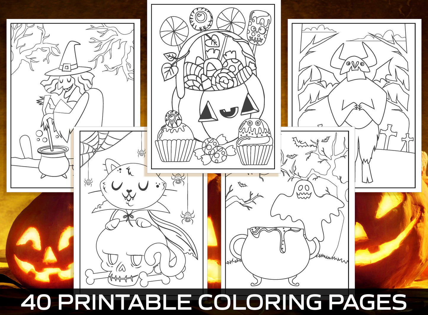 Halloween Activities for Kids, 40 Printable Coloring Pages for Kids, Boys, Girls, Teens. Halloween Party Activity, Kids Coloring Book, PDF