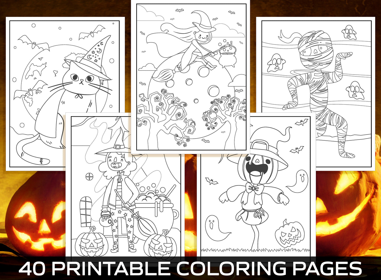 Halloween Activities for Kids, 40 Printable Coloring Pages for Kids, Boys, Girls, Teens. Halloween Party Activity, Kids Coloring Book, PDF