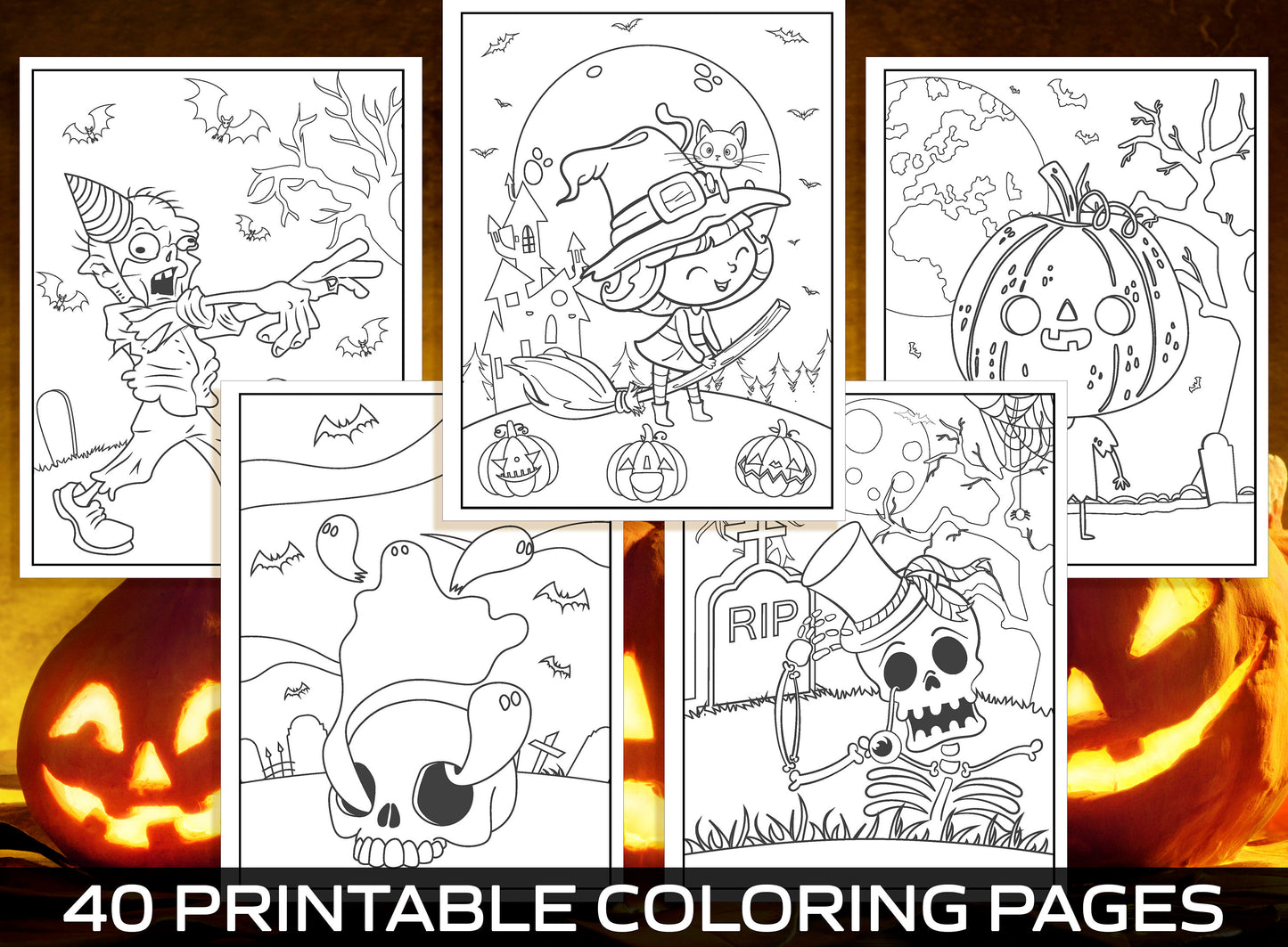 Halloween Activities for Kids, 40 Printable Coloring Pages for Kids, Boys, Girls, Teens. Halloween Party Activity, Kids Coloring Book, PDF