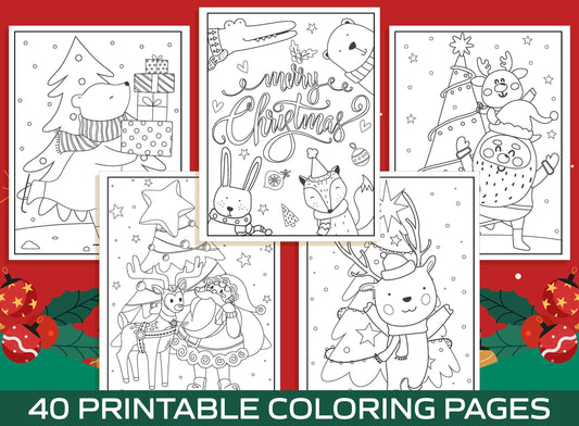 Christmas Coloring Pages - 40 Printable Christmas Coloring Pages for Kids, Boys, Girls, Teens. Christmas Party Activity, Christmas Gift.