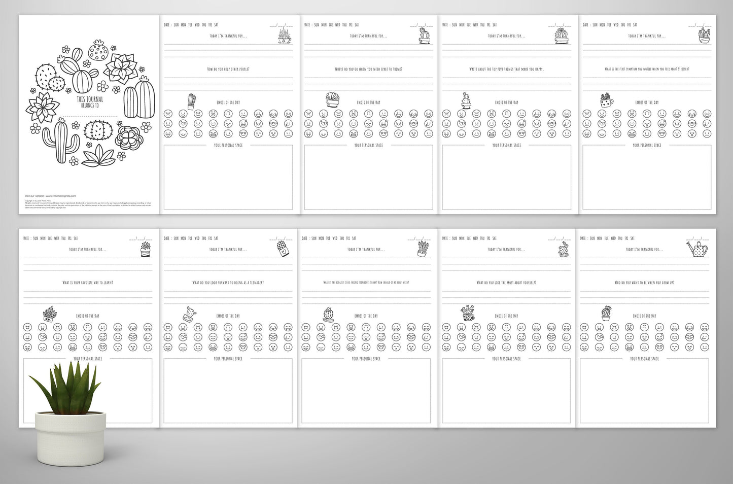 Gratitude Journal for Teens. Printable PDF in A4, A5, US Trade, US Letter Sizes. 128 Pages, Each page Not the same, Instant Download.