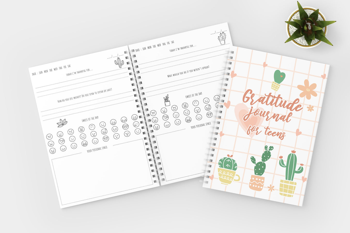 Gratitude Journal for Teens. Printable PDF in A4, A5, US Trade, US Letter Sizes. 128 Pages, Each page Not the same, Instant Download.
