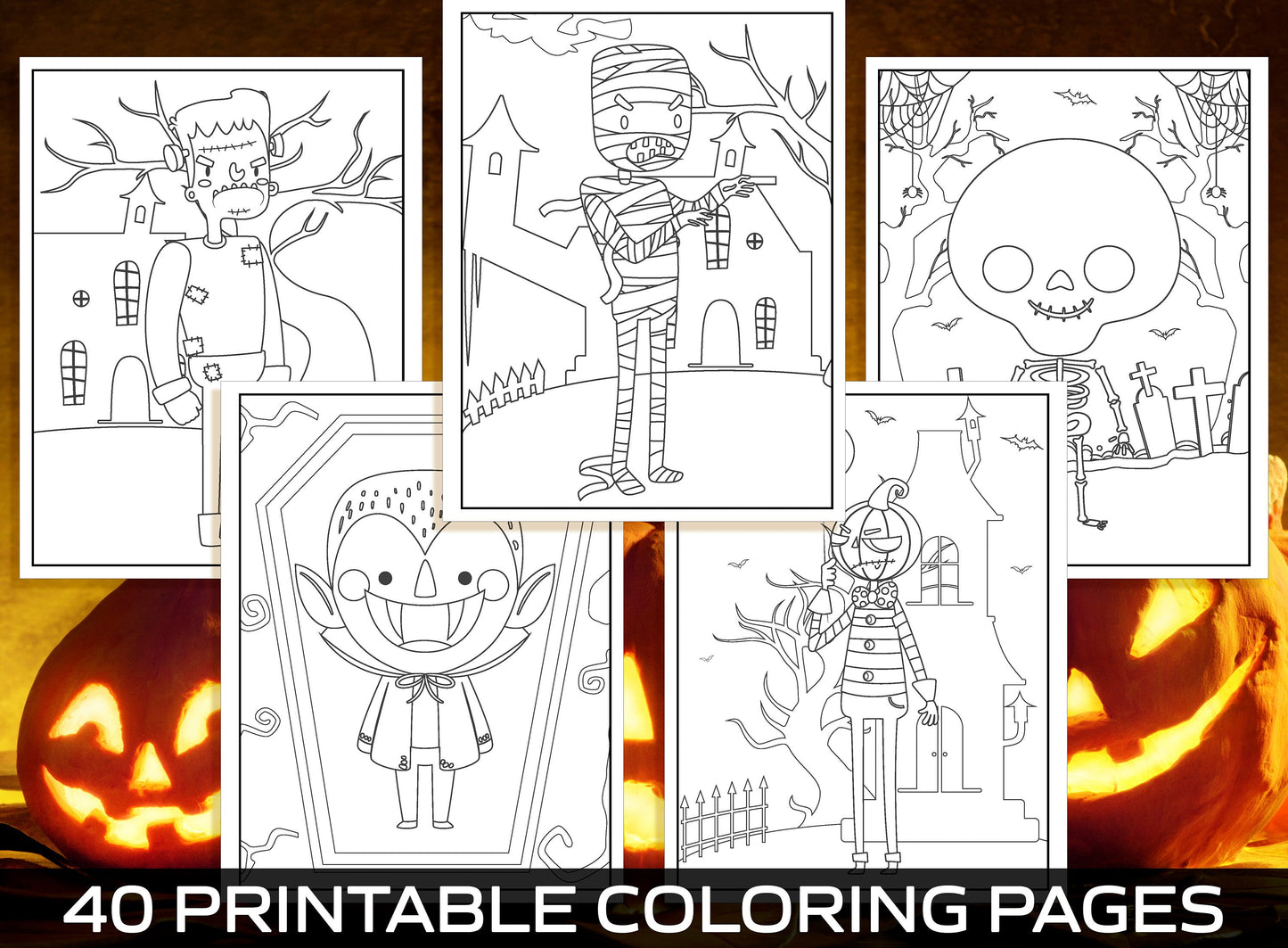 Halloween Activities for Kids, 40 Printable Coloring Pages for Kids, Boys, Girls, Teens. Halloween Party Activity, Kids Coloring Book, PDF