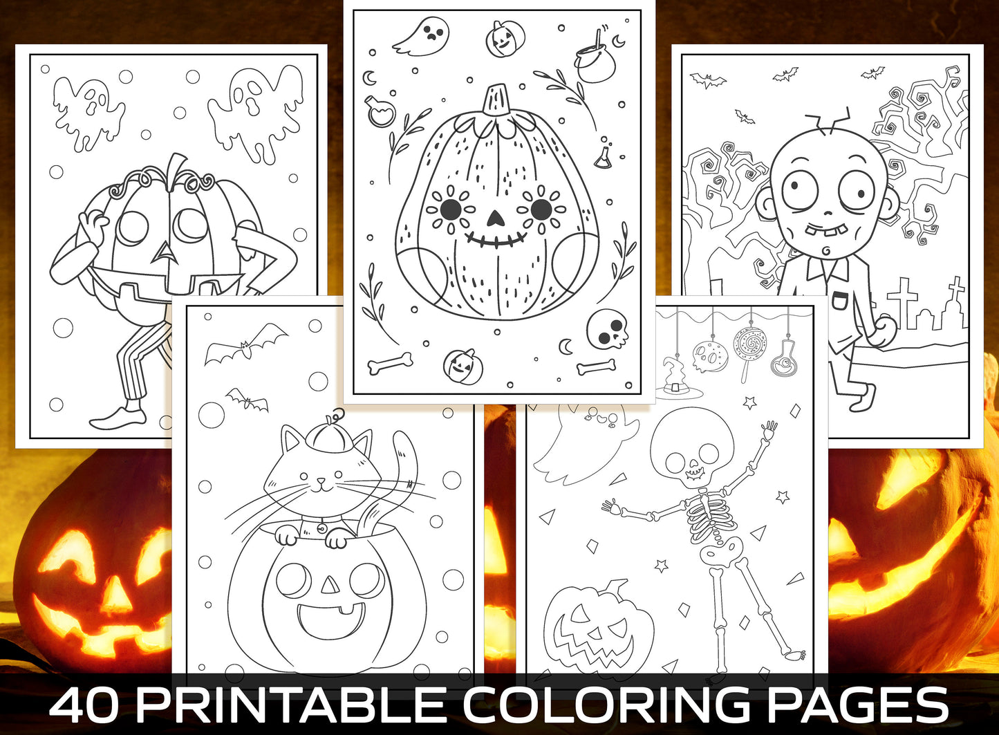 Halloween Activities for Kids, 40 Printable Coloring Pages for Kids, Boys, Girls, Teens. Halloween Party Activity, Kids Coloring Book, PDF