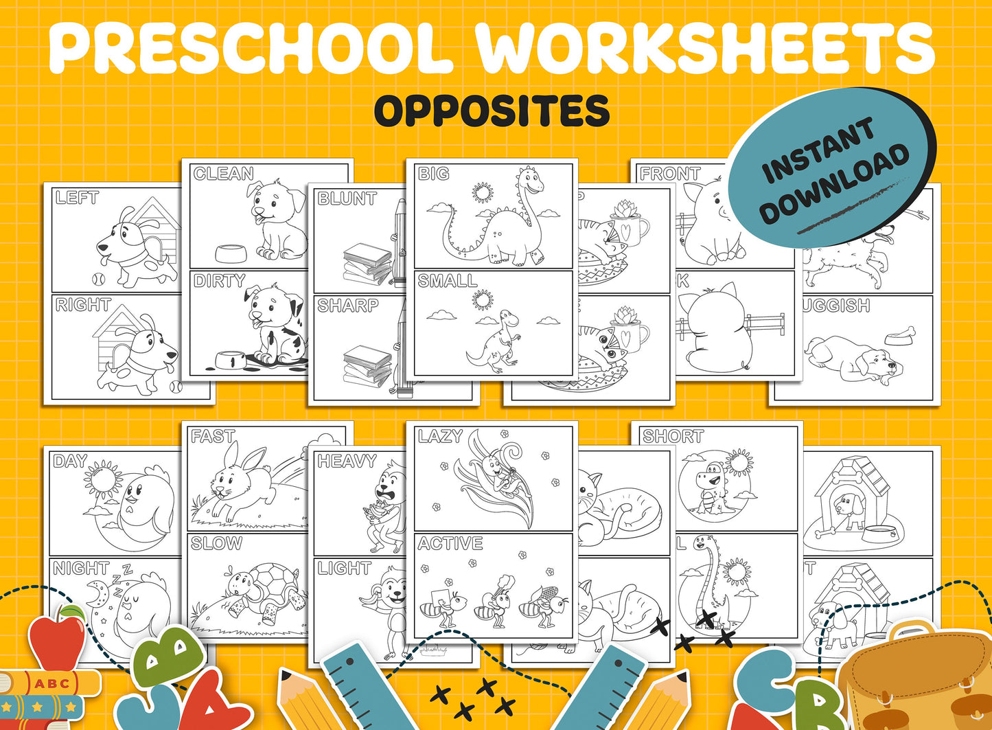 Preschool Worksheets 100+26 Printable Worksheets, Kids Activities, Preschool Learning, Alphabet, Tracing, Numbers, Shapes, Toddler Workbook.