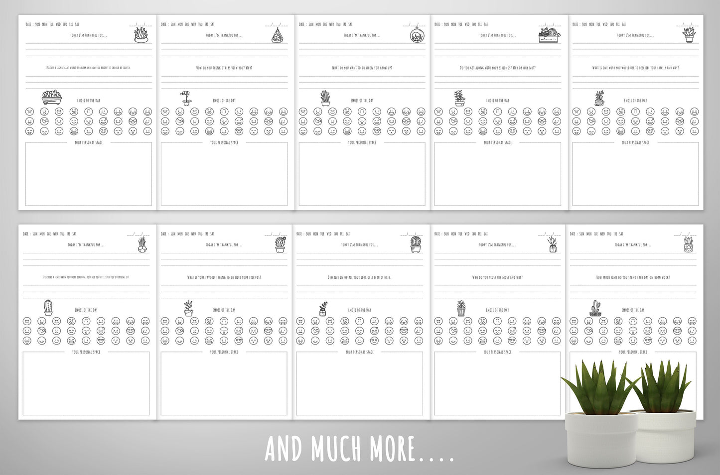 Gratitude Journal for Teens. Printable PDF in A4, A5, US Trade, US Letter Sizes. 128 Pages, Each page Not the same, Instant Download.